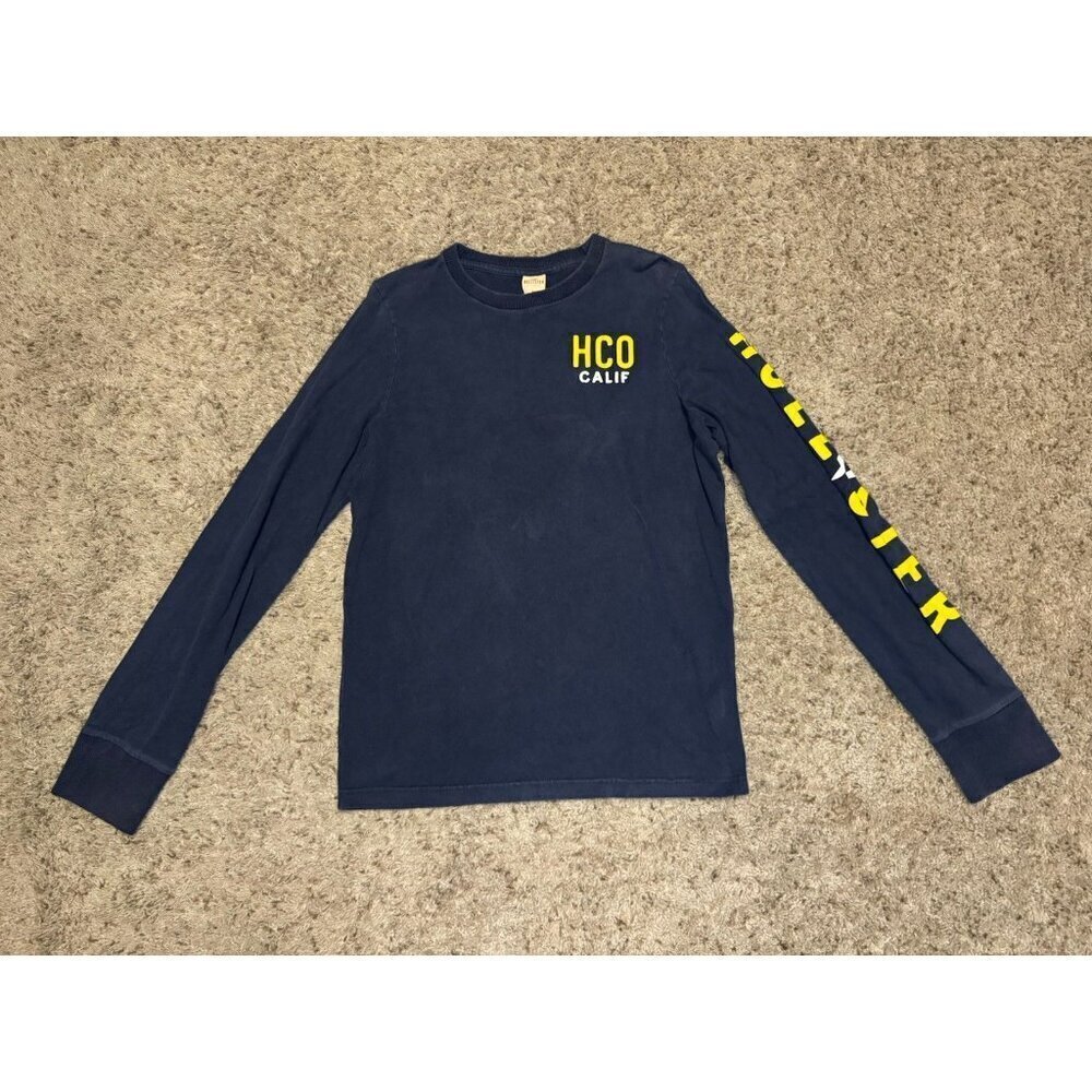 VTG HOLLISTER Mens Pullover Shirt Spell Out Y2K 90s Crew Preppy Basic Casual M
